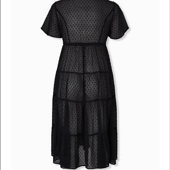 Torrid Black Swiss Dot Tiered Kaftan NWT - Picture 4 of 11
